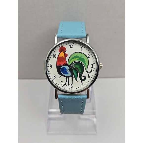 Kokofolk Rooster Folk Artisan Quartz Watch Blue Leather Band New Battery Poland - Picture 1 of 11